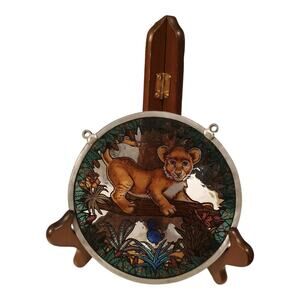 Vintage Glass Masters Suncatcher Lion Cub Stained 1978 Leaded 6" Hanging Decor